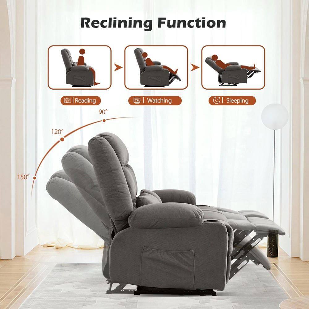 Reclining Function

- Reading: 90°
- Watching: 120°
- Sleeping: 150°