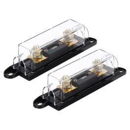Unique Bargains - 2 Sets 50A 32V ANL Fuse Holder Kit with 50A Fuse, 0/2/4/8 Gauge AWG Inline Fuse Block for Car Audio - Black Gold