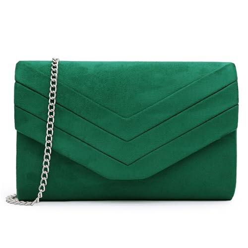 Fabibe - Evening Bag For Women Suede Envelope Purses Crossbody Shoulder Clutch. Material The clutch purse s surface is made of - Green