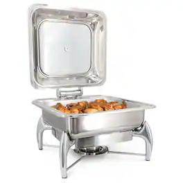 MegaChef - 6.3 Quart Stainless Steel Rectangle Professional Chafing Dish/Food Warmer/Buffet Server Serving Dish - Silver