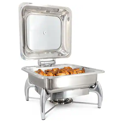 Front. MegaChef - MegaChef 6.3 Quart Stainless Steel Rectangle Professional Chafing Dish/Food Warmer/Buffet Server Serving Dish - Silver.