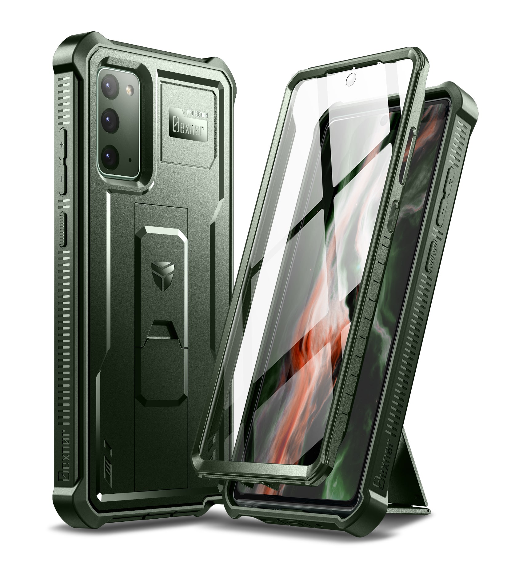 Dexnor - Case for Samsung Galaxy Note 20 5G Built in Screen Protector and Kickstand Military Grade Protection - Army Green