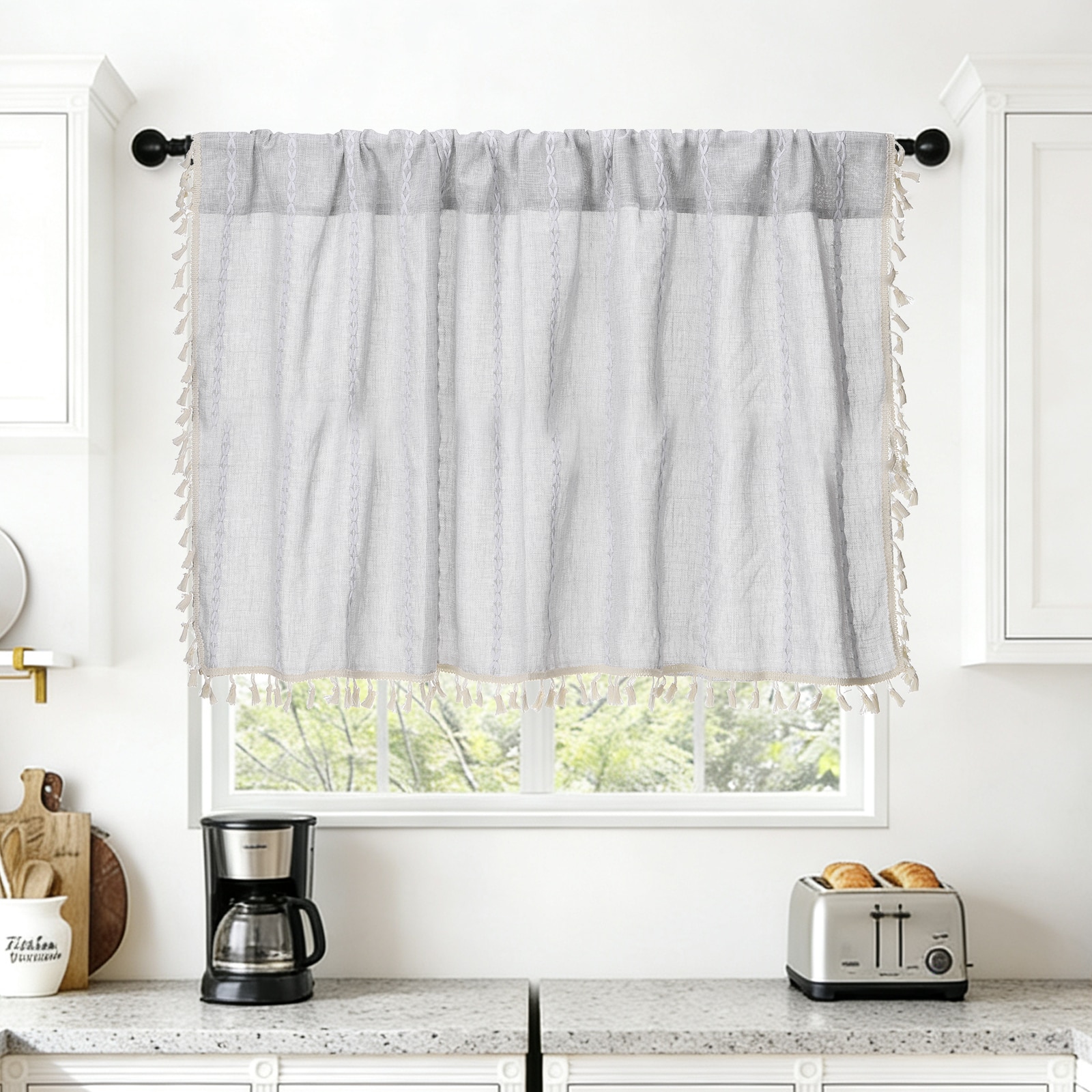 "Unique Bargains - Curtain Valances, 24""x52"" Semi Sheer Rod Pocket for Small Windows Living/Bed/Bath/Kitchen, Set of 1 Panel - Light Gray" price history on PriceWatchPro