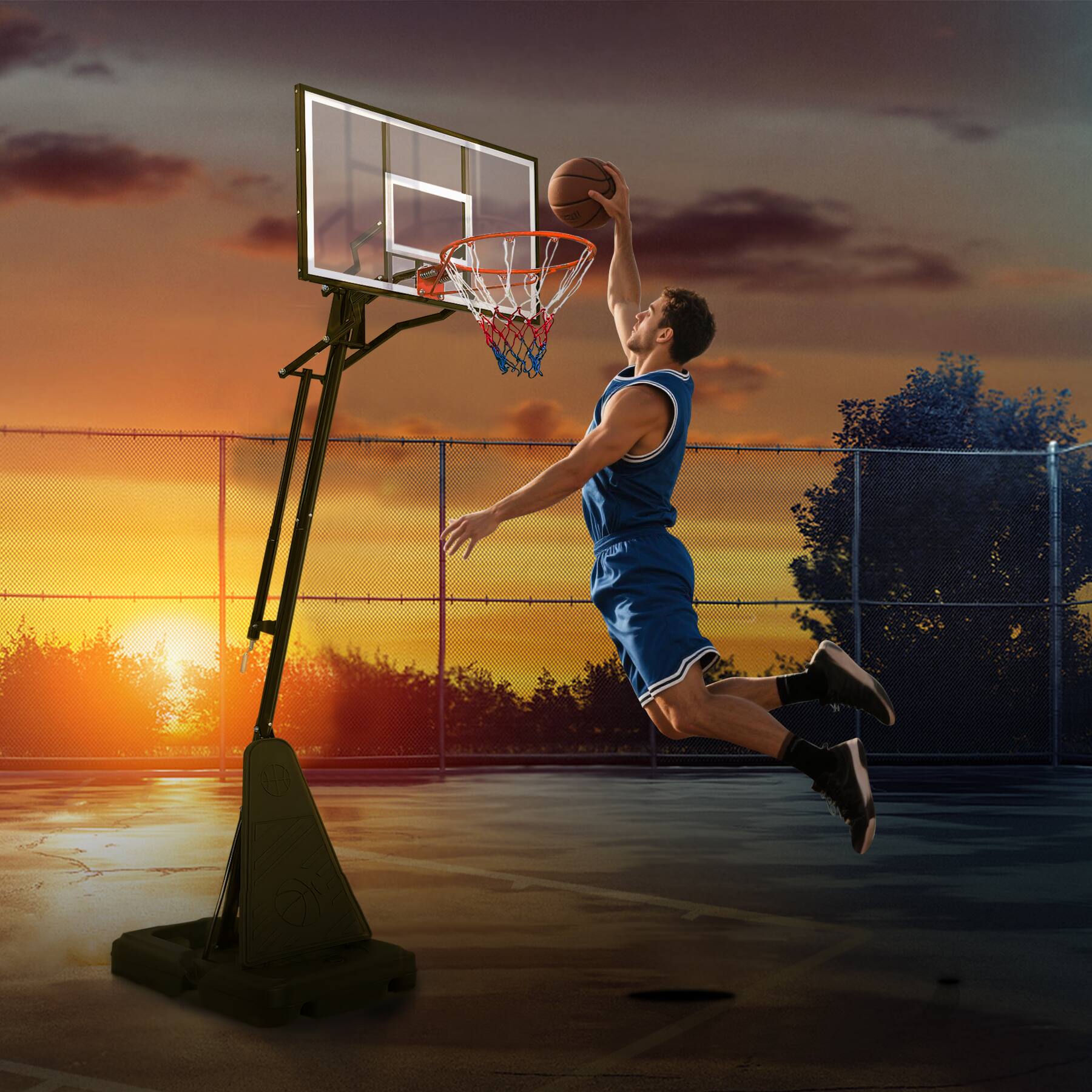 Angle. APRILSOUL - Portable Basketball Hoop 810ft 44 Backboard Rebound System Indoor Outdoor - Black.