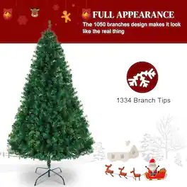 Homemark - 7 ft Artificial Christmas Tree with 1334 PVC Branch Tips, Full Holiday Tree with Metal Stand, Unlit - Green