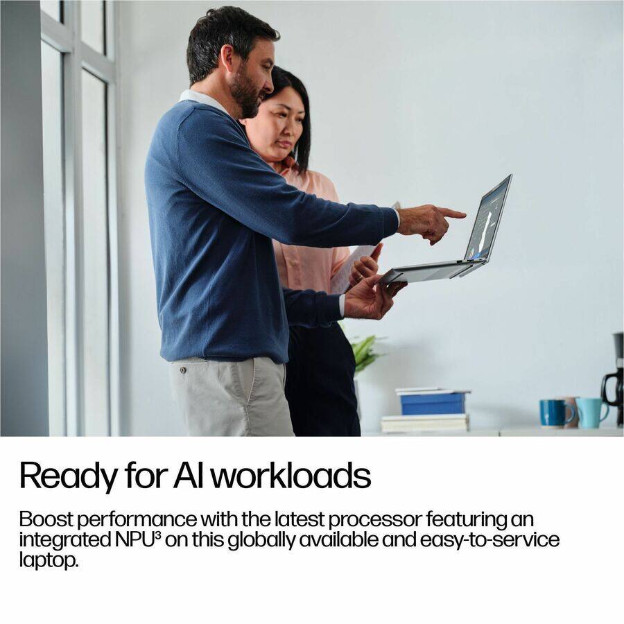 Ready for AI workloads

Boost performance with the latest processor featuring an integrated NPU on this globally available and easy-to-service laptop.