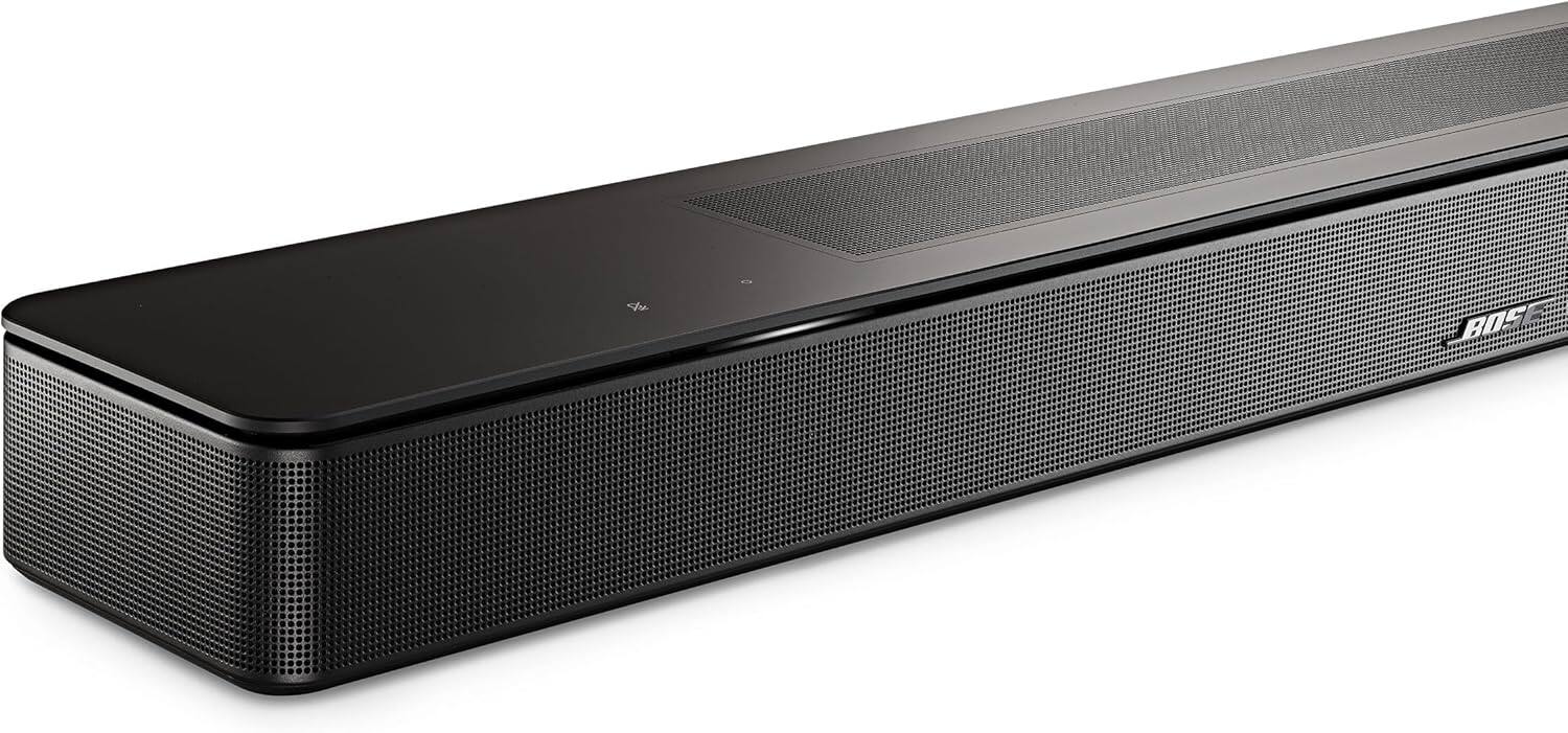 Angle. Bose - Bose Smart Dolby Atmos Soundbar Bundle with Aux Cable, Mounts, All-in-One Soundbar for TV (Black) - Black.