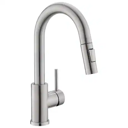 Front. Boyel Living - Brushed Nickel Single Handle Pull Down Bar Faucet with Water Supply Hoses and Ceramic Disc Cartridge - Brushed Nickel.