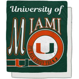Pegasus - Miami Hurricanes 50" x 60" Retro Emblem Flannel Fleece Sherpa Blanket - Multicolor