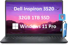Dell - Inspiron 15 3520 15.6" FHD Touchscreen Laptop - Intel Core i5 with 32GB Memory - 1TB SSD - Numeric Keypad - Win 11 Pro - Black