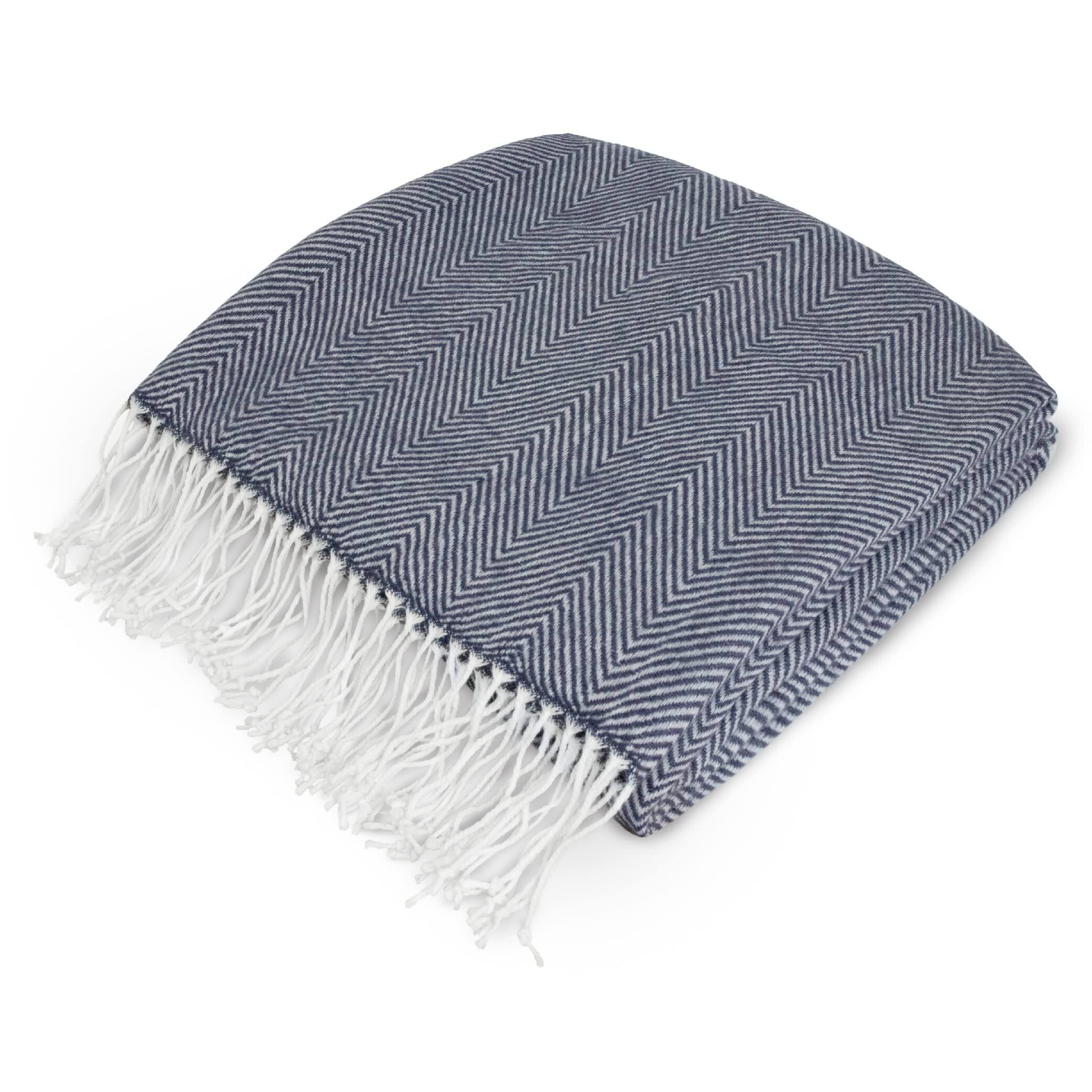 Herringbone - Navy Blue-50 x 60 Inches - Throw