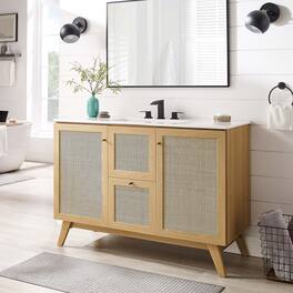 Soma Bathroom Vanity with White Basin Included by Modway - Oak White