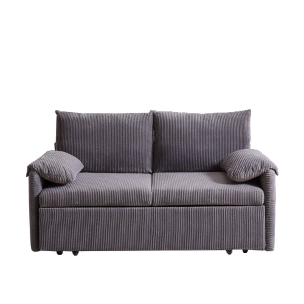 Alt View 5. LUCKY ONE - 64.5 Inch 3-in-1 Adjustable Corduroy Sleeper Sofa Bed with Pullout Bed, 2 Pillows, Side Pockets, Recliner Function - Grey.