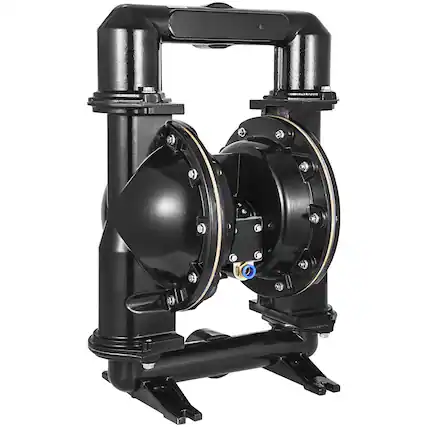 Front. VEVOR - Air-Operated Double Diaphragm Pump, 2 inch Inlet & Outlet, Aluminum Alloy Body, 75 GPM & Max 120PSI - Black.