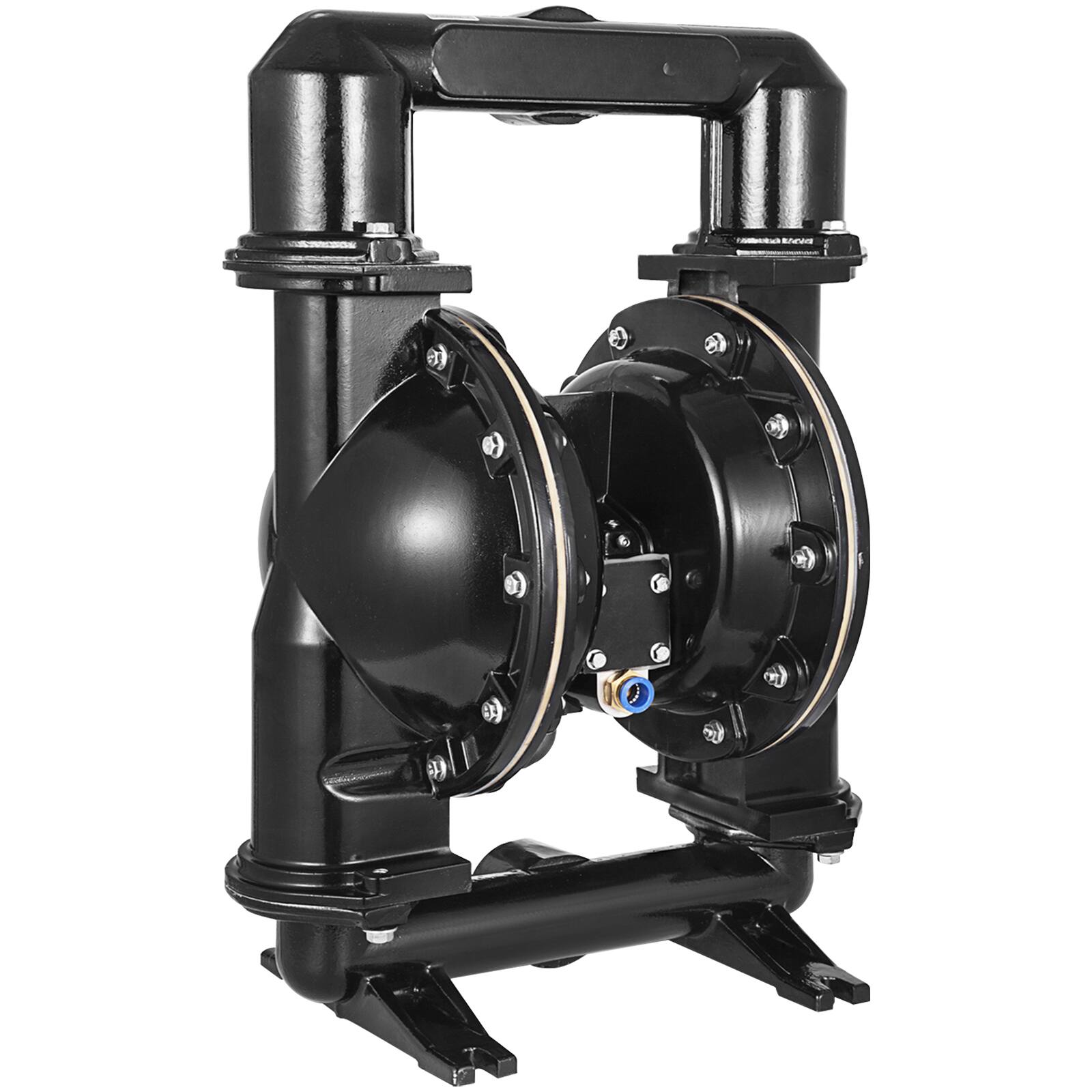 Front. VEVOR - Air-Operated Double Diaphragm Pump, 2 inch Inlet & Outlet, Aluminum Alloy Body, 75 GPM & Max 120PSI - Black.