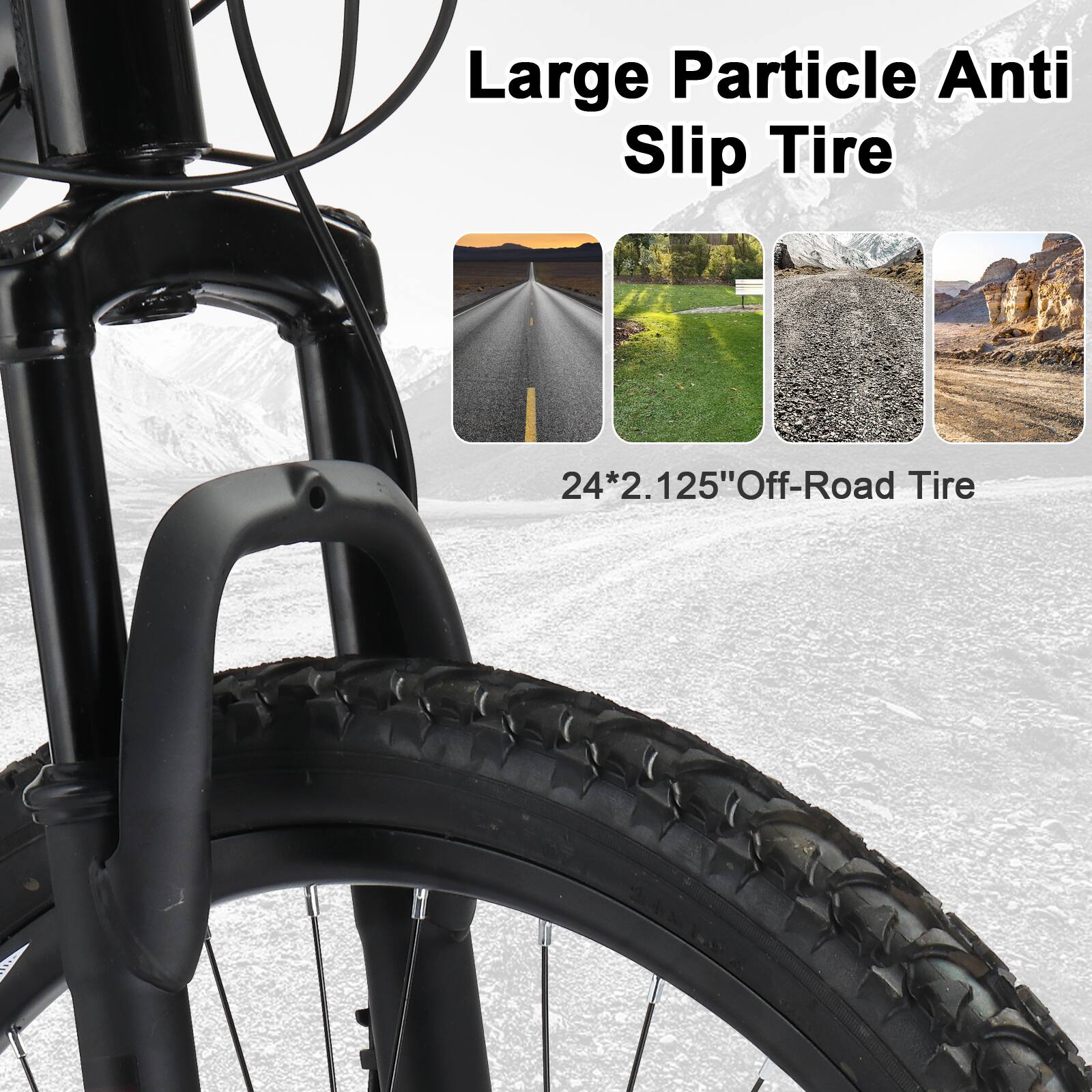 Large Particle Anti Slip Tire  
24*2.125" Off-Road Tire