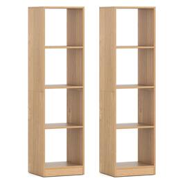 Gymax - 2PCS 5-Tier Bookshelf Corner Bookcase Storage Display Organizer w/ 4 Cubes - Yellow