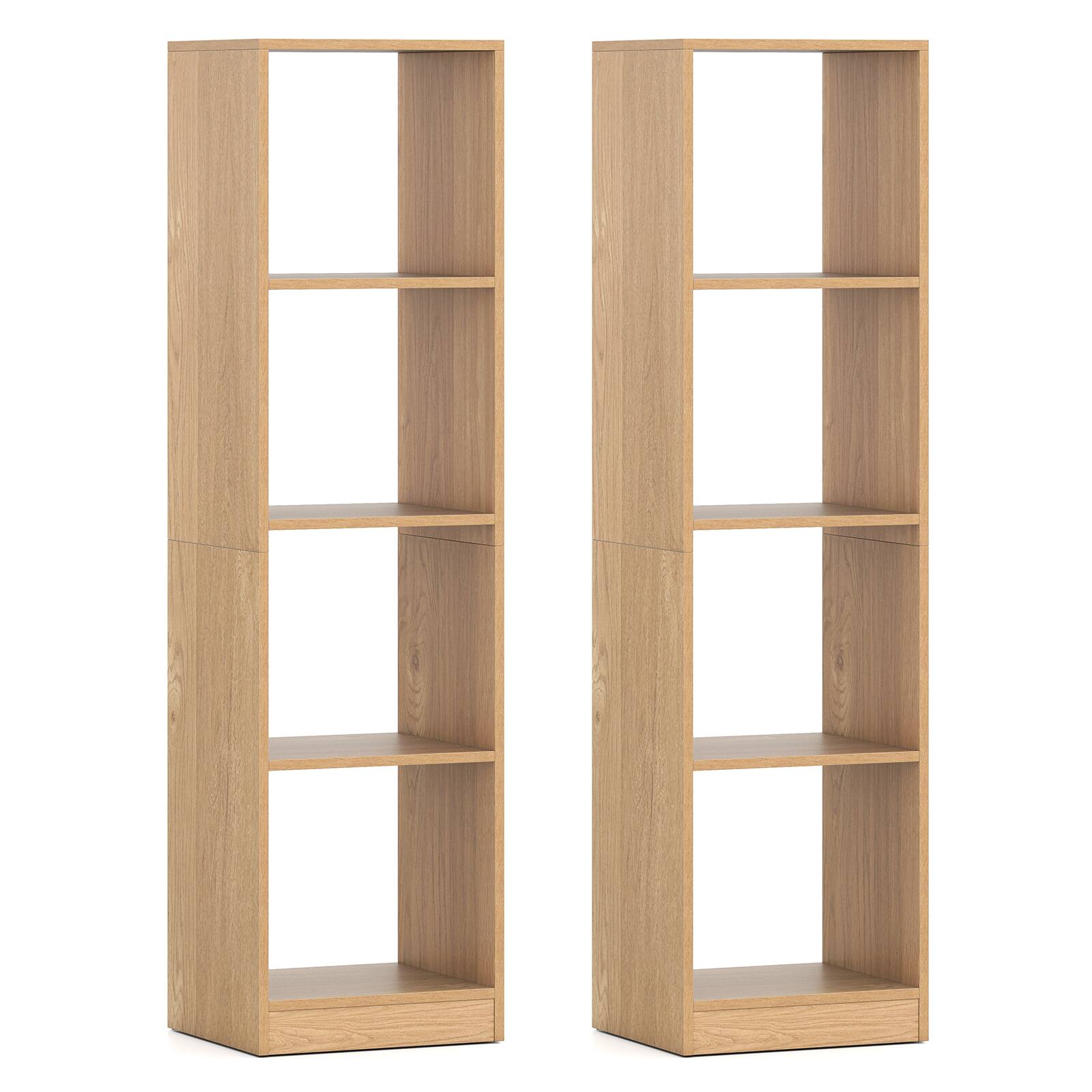 Front. Gymax - Gymax 2PCS 5-Tier Bookshelf Corner Bookcase Storage Display Organizer w/ 4 Cubes - Yellow.