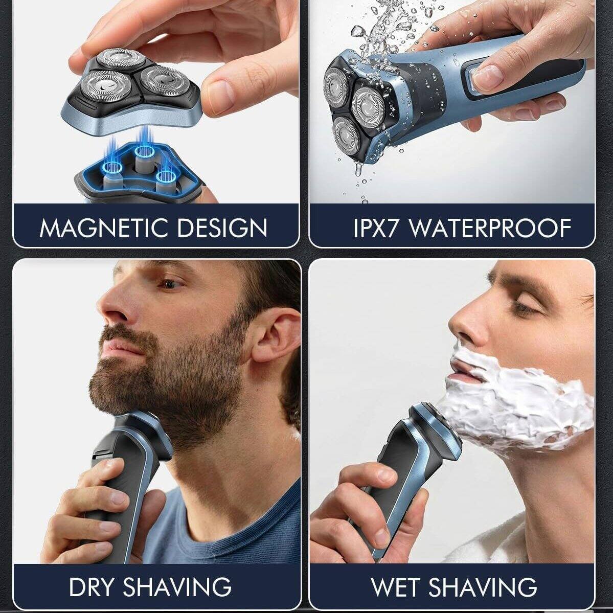 MAGNETIC DESIGN  
IPX7 WATERPROOF  
DRY SHAVING  
WET SHAVING