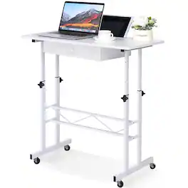 GTPlayer - Small Standing Desk 32 IN Sit Stand Computer Desks - White