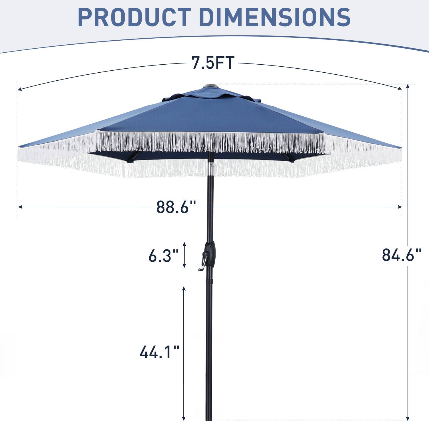 PRODUCT DIMENSIONS

7.5FT

88.6"

6.3"

84.6"

44.1"