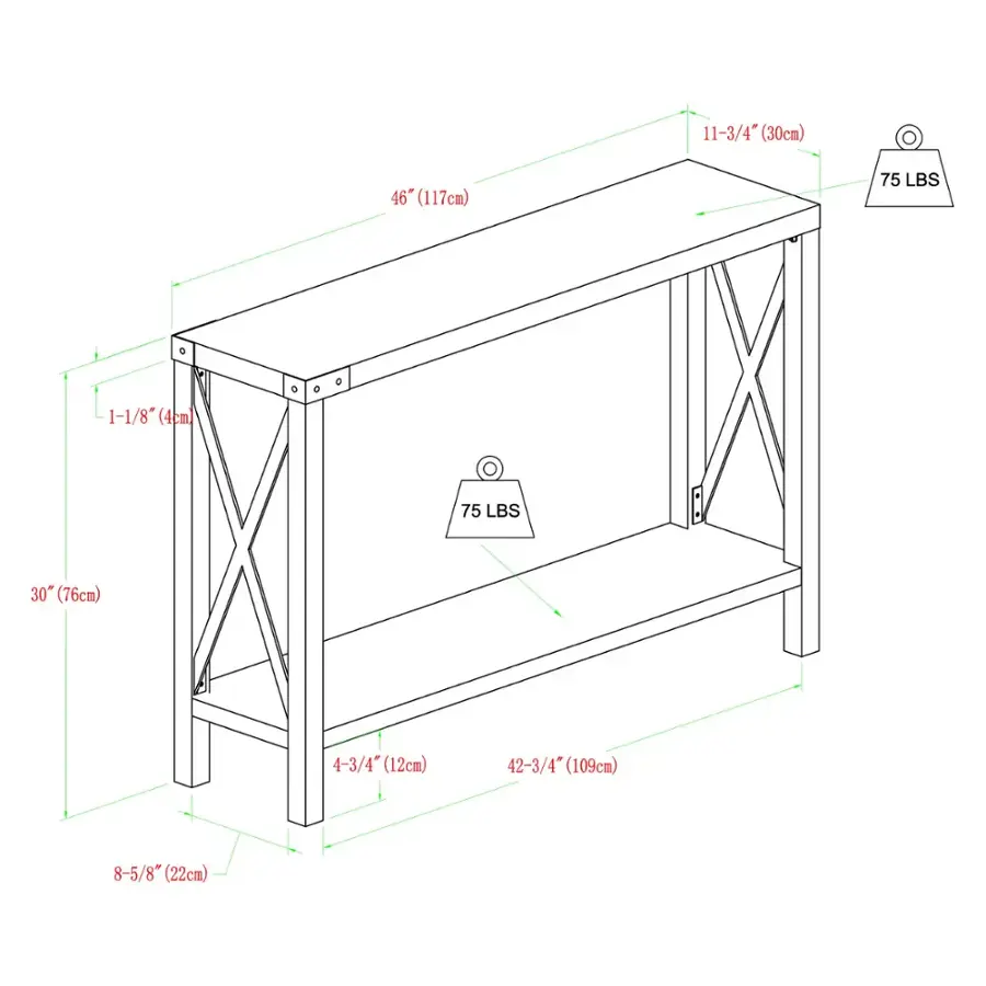 Alt View 21. Walker Edison - 46" Rustic Farmhouse Entryway Table - Dark Walnut.