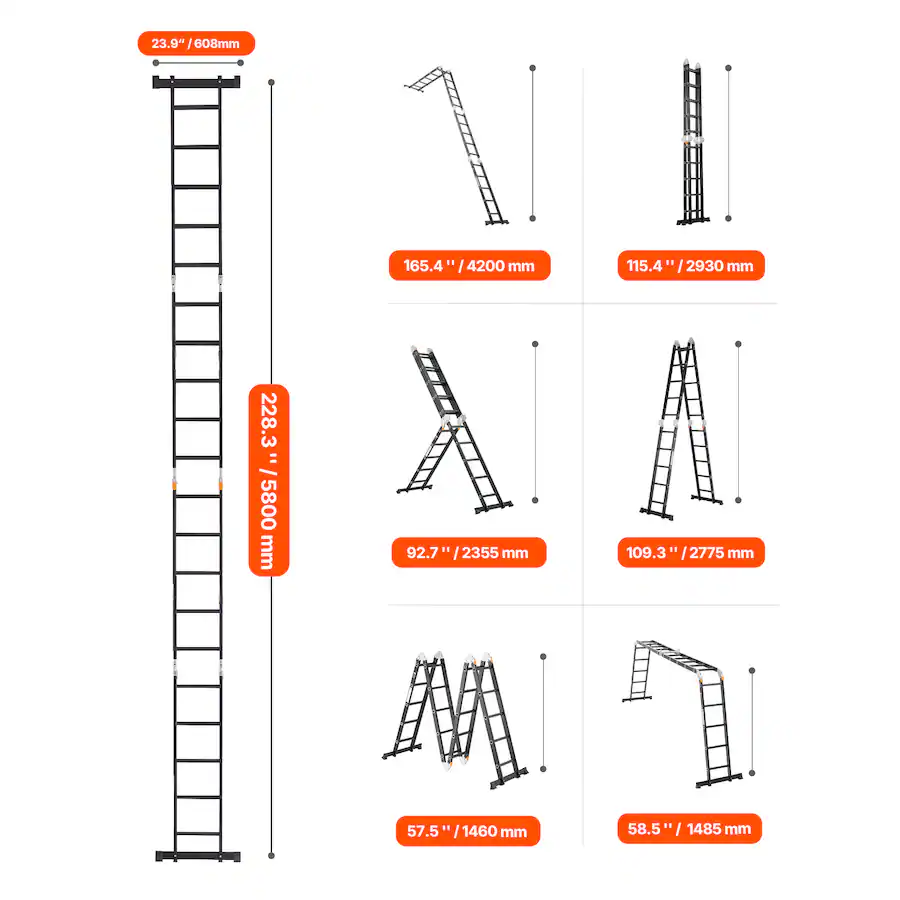 Which Ladder VEVOR Multi Purpose Folding Ladder, 7 in 1 Tall Extension Step Ladder ...