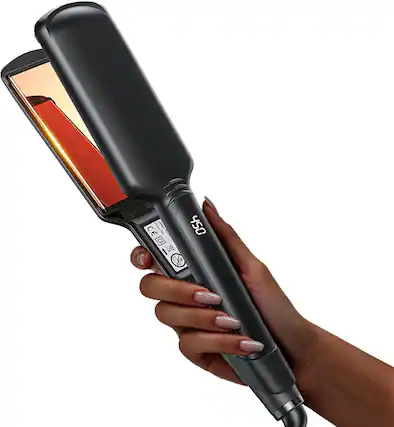 Front. The Best Inks - Titanium Flat Iron Hair Straightener For 2 Inch Thick Hairs Silk Press Wide Plate Hair Straightener - Default.