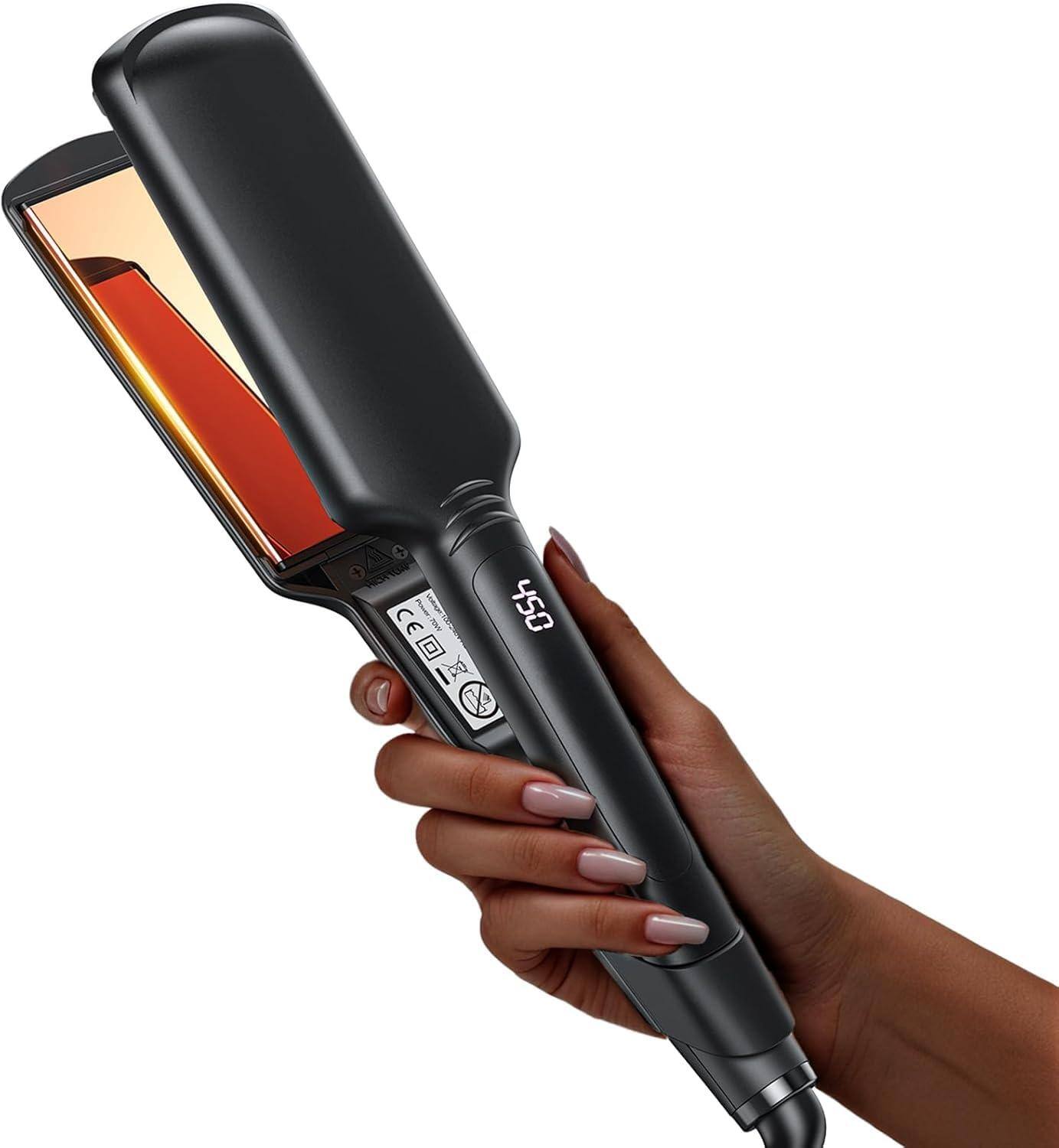 Front. The Best Inks - Titanium Flat Iron Hair Straightener For 2 Inch Thick Hairs Silk Press Wide Plate Hair Straightener - Default.