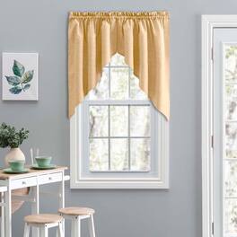 Ellis Curtain - Lisa Solid Color Poly Cotton Duck Fabric Tailored Swag 56" x 36" - Butter