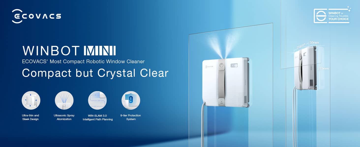 ECOVACS Robotics WINBOT Mini Window Cleaning Robot, Compact Design