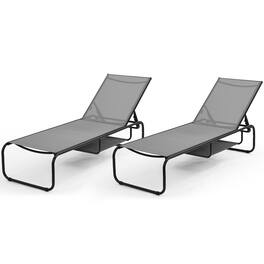 Ainfox - 2 Set Patio Lounge Chair Chaise Lounge for Patio, Beach, Pool Grey Brown - Gray