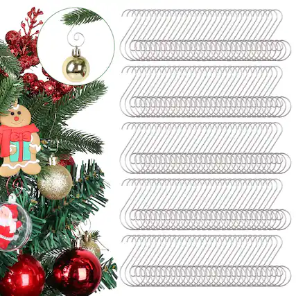 Front. Paradigms Interiors - Christmas Ornament Hooks Hangers Small Metal Decorative For Xmas Tree Decorations-silver - Silver.