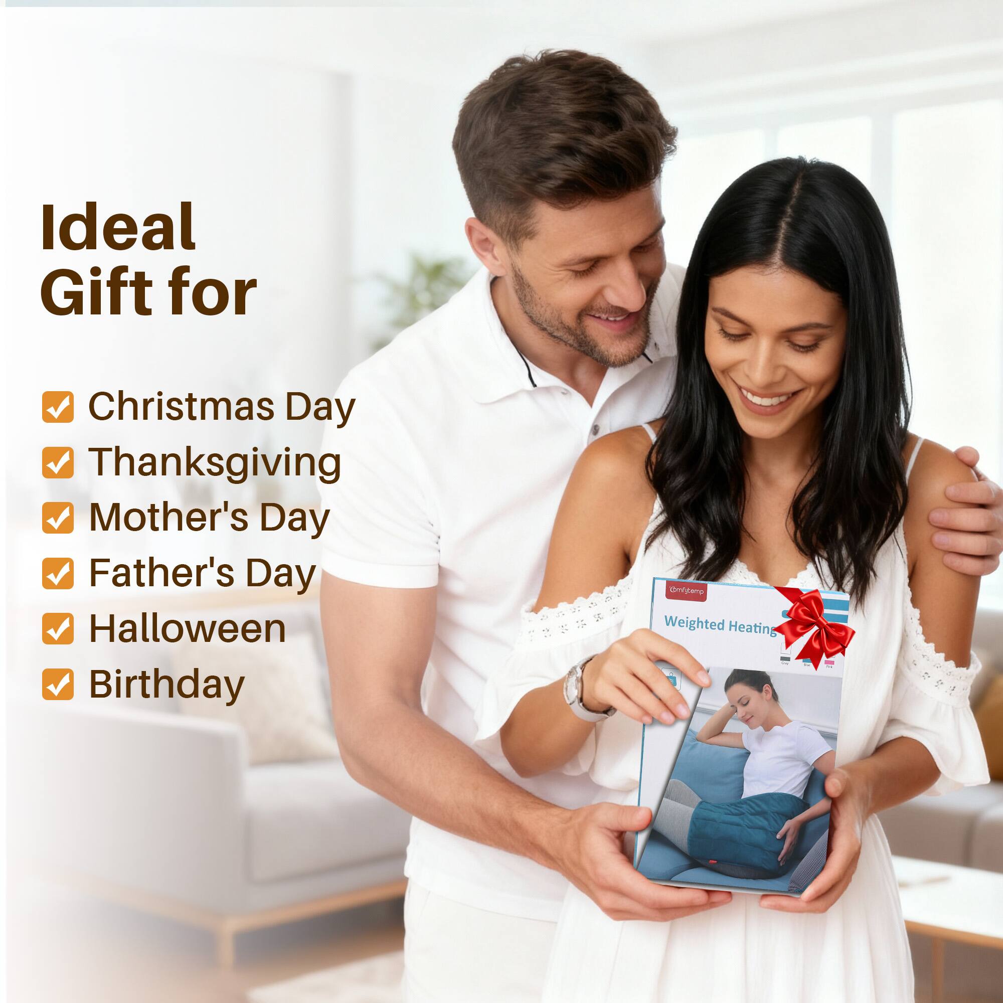 Ideal Gift for  
Christmas Day  
Thanksgiving  
Mother's Day  
Father's Day  
Halloween  
Birthday  

Onfgemp Weighted Heating