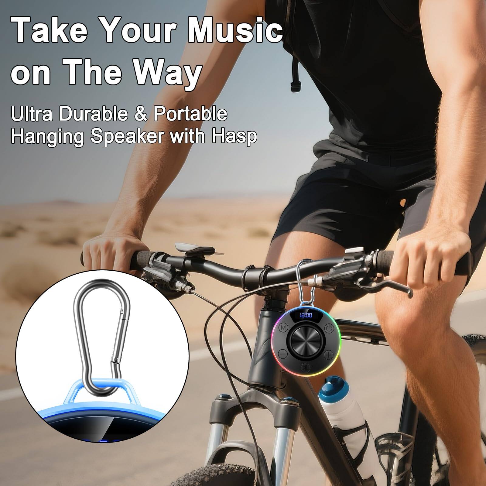 Take Your Music on The Way  
Ultra Durable & Portable Hanging Speaker with Hasp