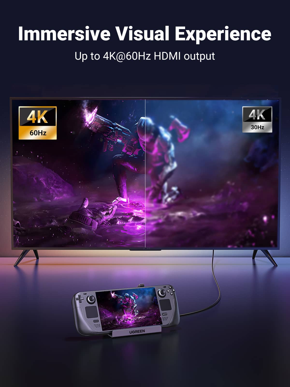Immersive Visual Experience
Up to 4K@60Hz HDMI output
4K 60Hz
4K 30Hz