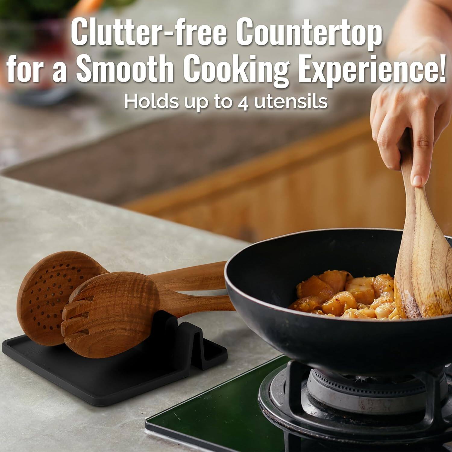 Clutter-free Countertop for a Smooth Cooking Experience!  
Holds up to 4 utensils