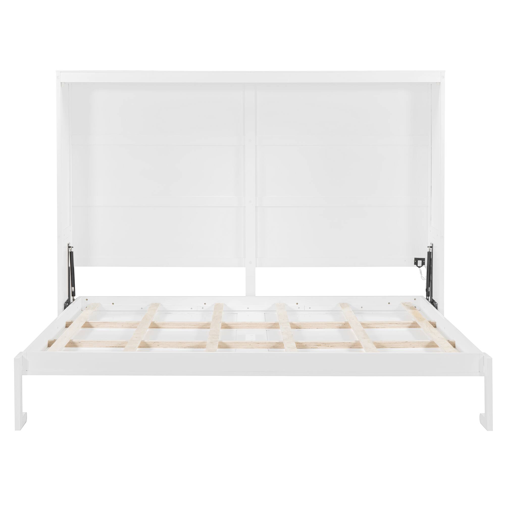 Alt View 10. Tiramisubest - Queen Size Murphy Bed with LED Lights, White, Plywood, Space-Saving - White.