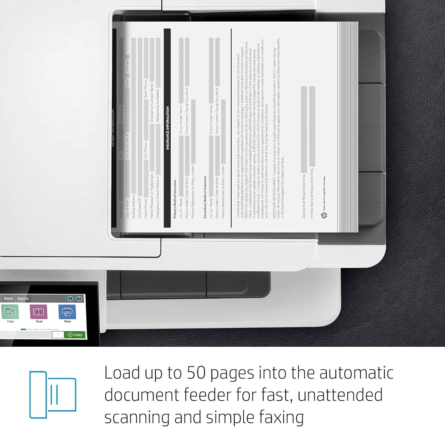 Load up to 50 pages into the automatic document feeder for fast, unattended scanning and simple faxing