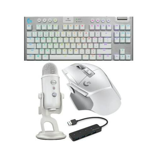 Angle. Logitech - Logitech G915 TKL Tenkeyless Lightspeed Wireless RGB Gaming Keyboard Bundle - Grey.