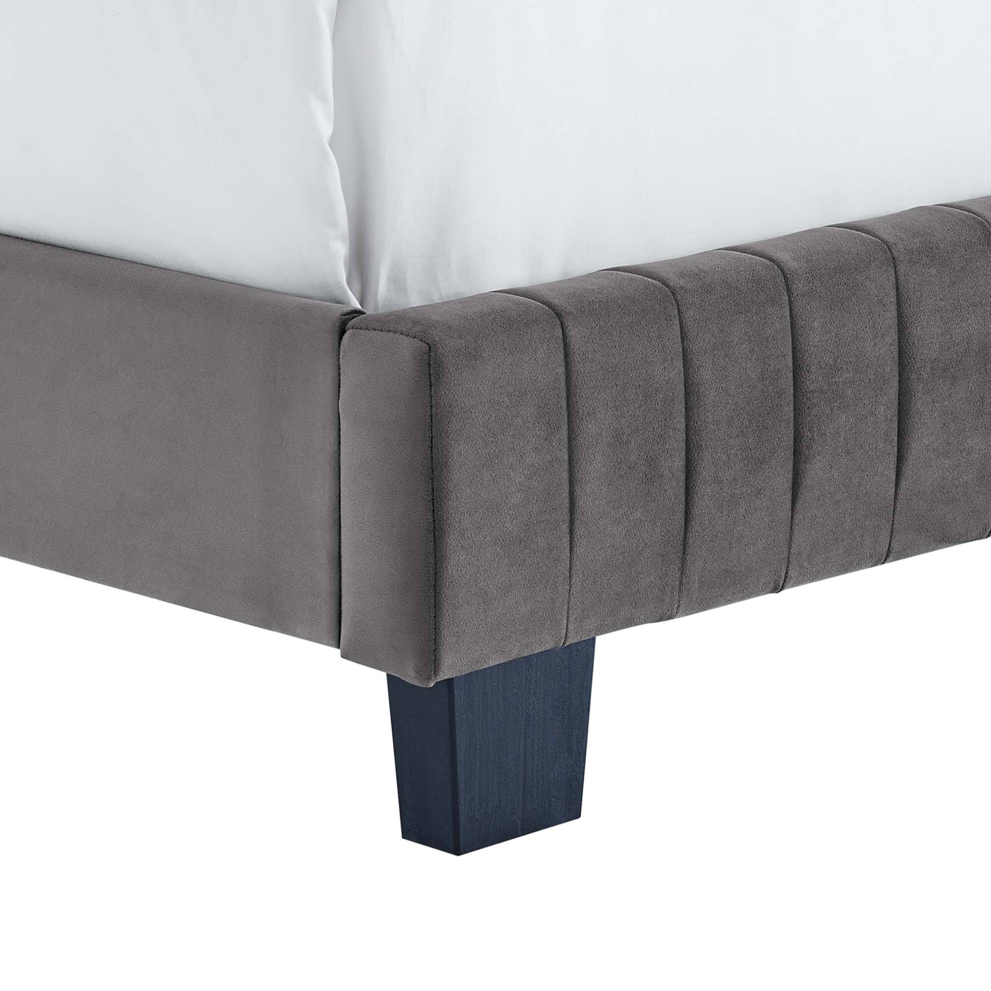 Alt View 4. Modway - Celine Channel Tufted Performance Velvet Full Bed - Gray.