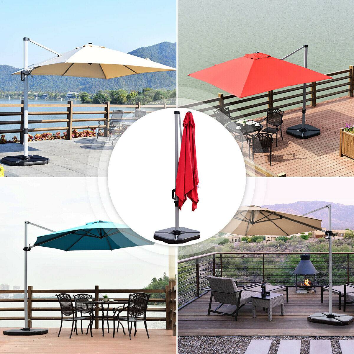 Alt View 3. Gymax - Gymax 4PCS Patio Cantilever Offset Umbrella Base Sand/Water Filled - Black.