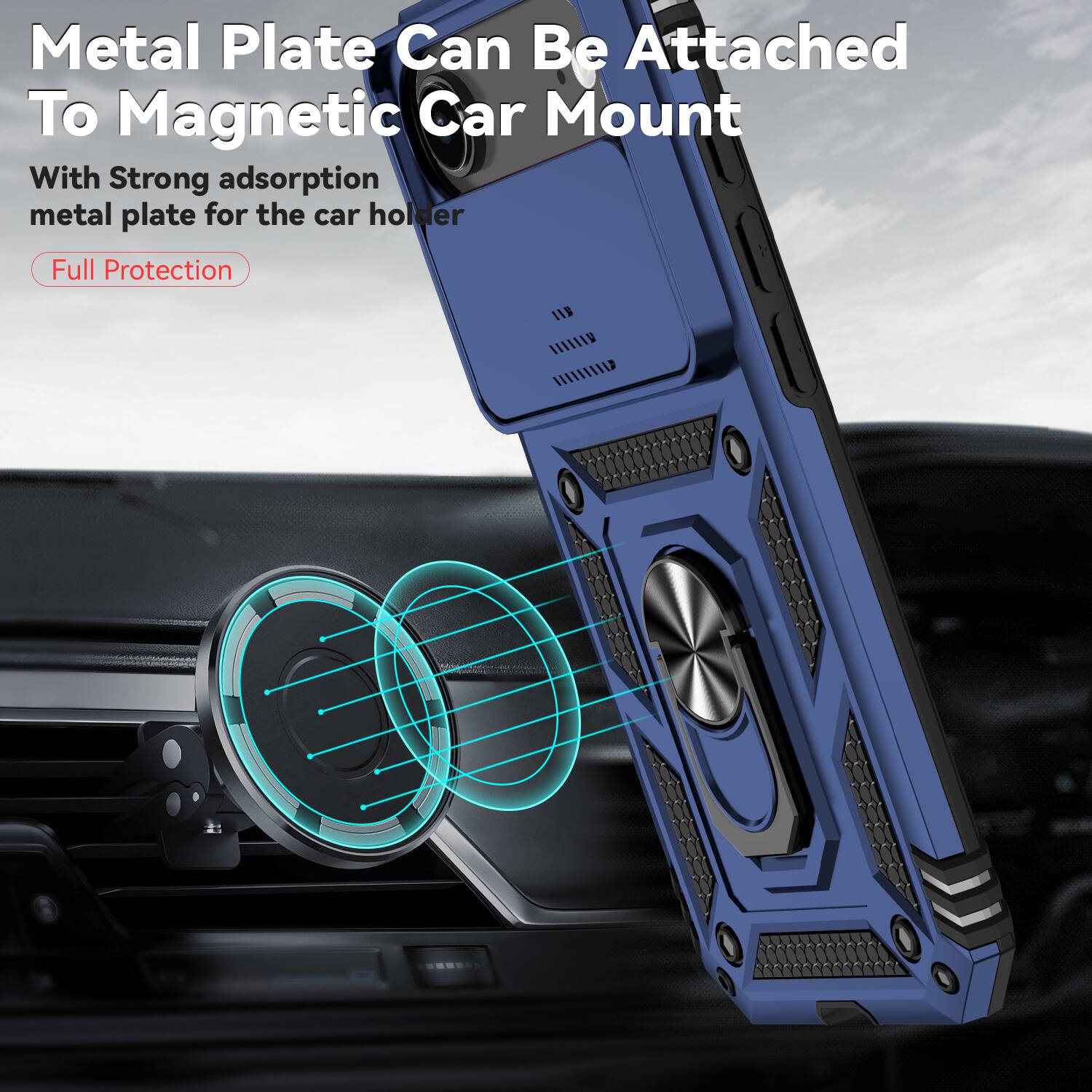 Metal Plate Can Be Attached To Magnetic Car Mount

With Strong adsorption metal plate for the car holder

Full Protection