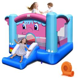 Gymax - Inflatable Bounce House 3-in-1 Elephant Theme Inflatable Castle w/ 550W Blower