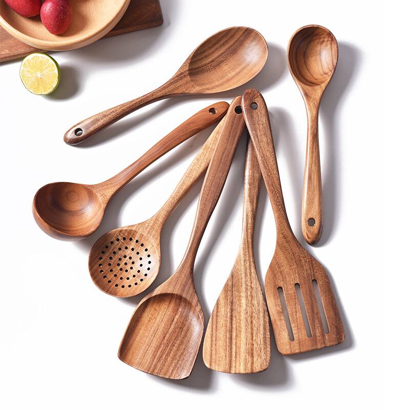 Alt View 2. Sugift - 13-Piece Wooden Spoons for Cooking - Brwon.