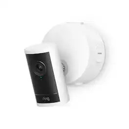 Ring - Outdoor Cam Pro Power Over Ethernet, Retinal 4K video, 10x Zoom, Low-Light Sight full-color in near dark - White