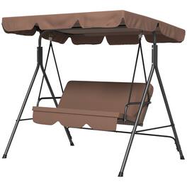 Outsunny - Outdoor Patio Swing Chair w/ Cushion, Steel Frame Stand, Adjustable Tilt Canopy for Patio, Garden - Brown