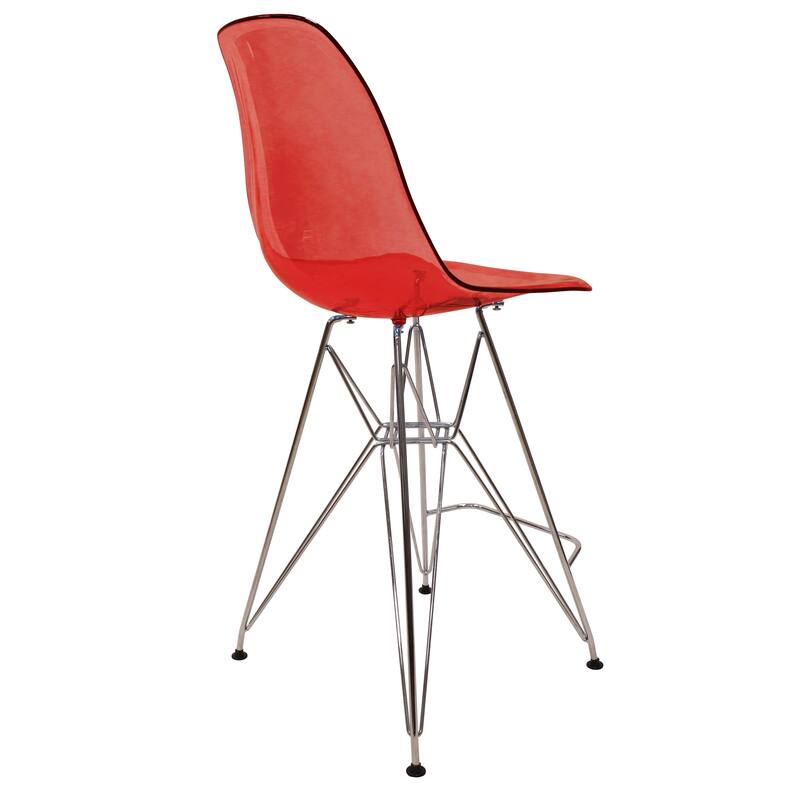 LeisureMod Cresco Modern Acrylic Barstool, Clear Swivel Counter Height ...