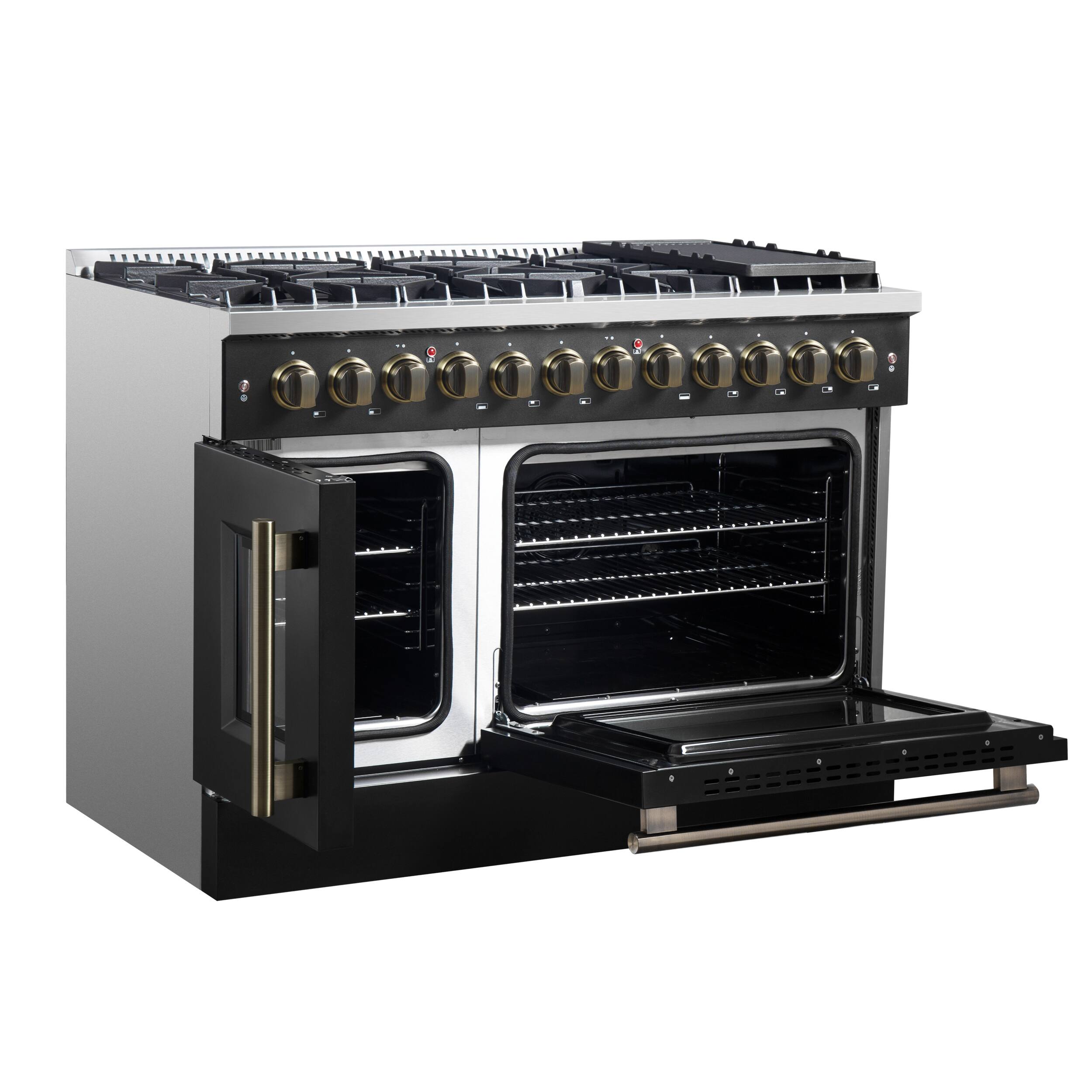 Alt View 3. Forno Appliances - 48 in. Wide 8 Burner Galiano 6.58 Cu. Ft. Freestanding Dual Fuel True Convection Range - Black.