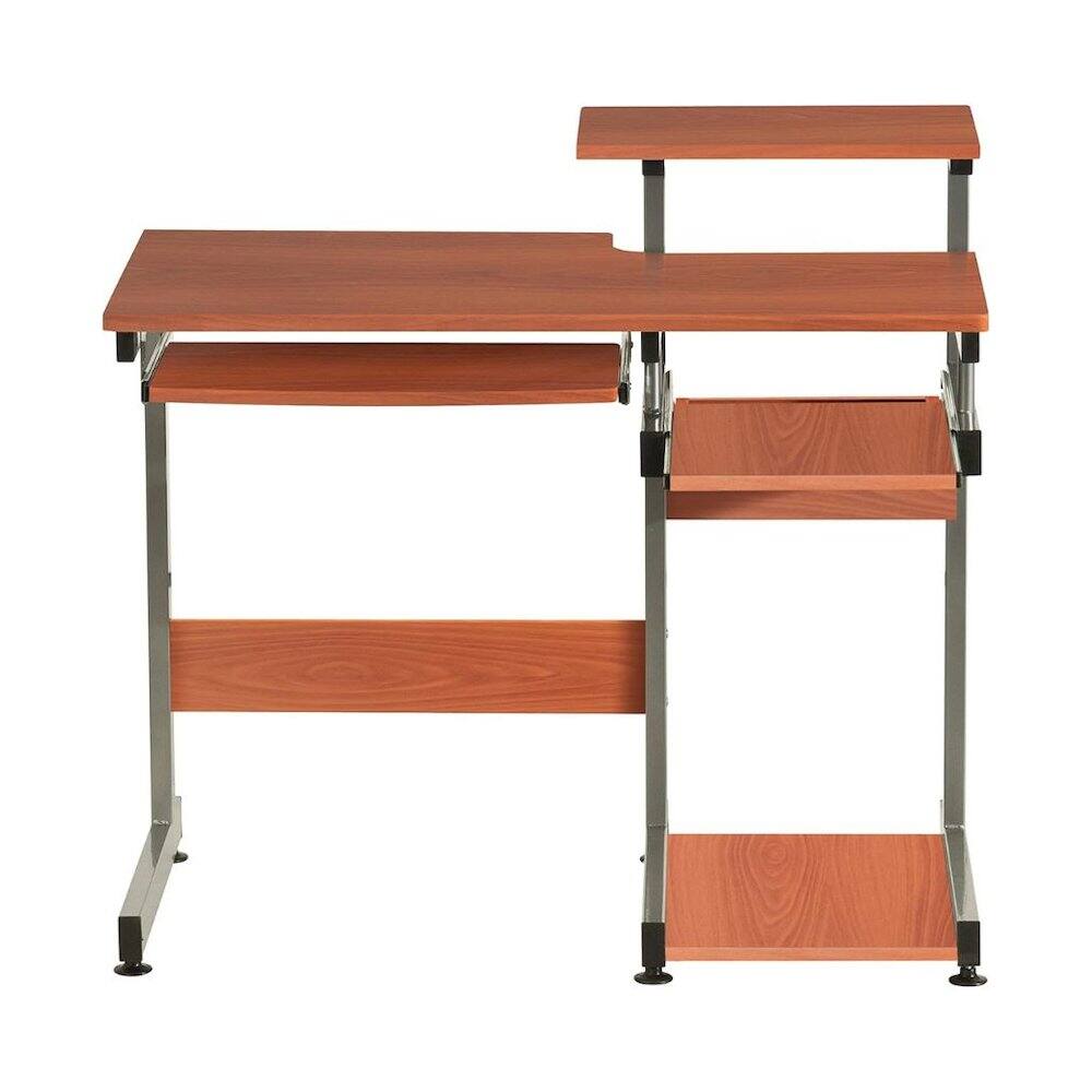 Left. FurniFact - Brown Sturdy Desk With Drawer And 4 Shelves - Brown.